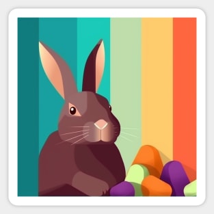 Easter, Chocolate Bunny Rabbit with Jelly Beans, Retro Sticker